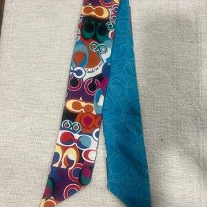 Coach Multicolor and Blue Silk Scarf
